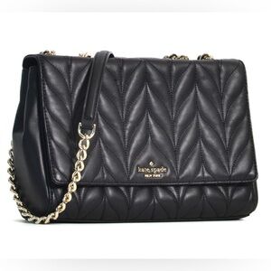 Kate Spade Briar Lane Emelyn Quilted Convertible Shoulder Bag, Black/Gold